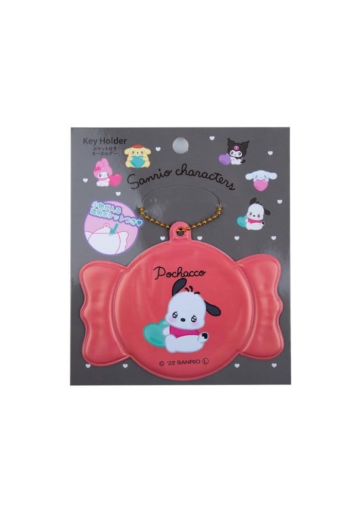 Daiso Sanrio Character Key Holder with Pocket | Red | Cute Keychain Wallet for Keys, Cards & Small Essentials - Image 1